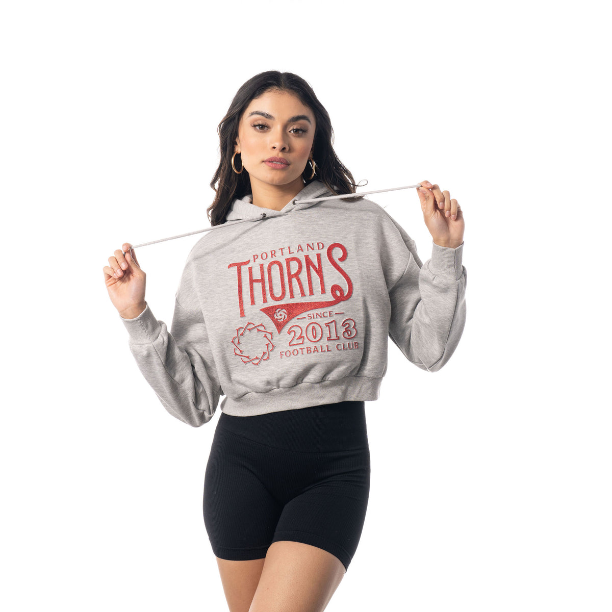 Women's Portland Thorns WEAR Cropped Black Hoodie