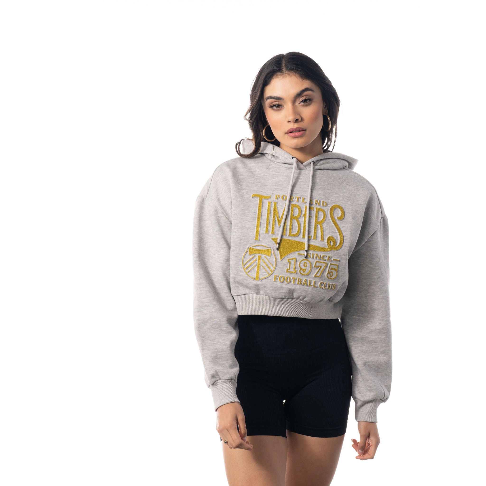 PORTLAND TIMBERS FC WOMEN'S LONG SLEEVE CROPPED GLITTER HOODIE